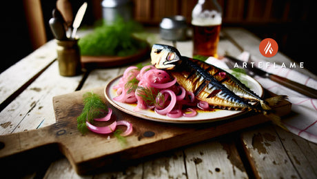 Fire-Grilled Norwegian Mackerel with Pickled Onion