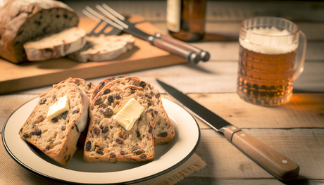 British Toasted Bara Brith with Butter on the Grill