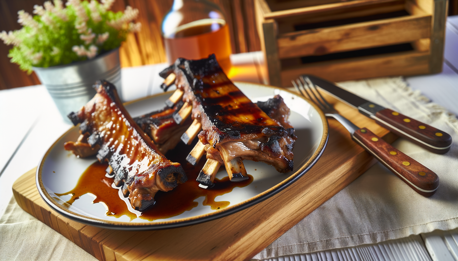 Grilled Spanish Iberico Pork Ribs with Smoky Glaze