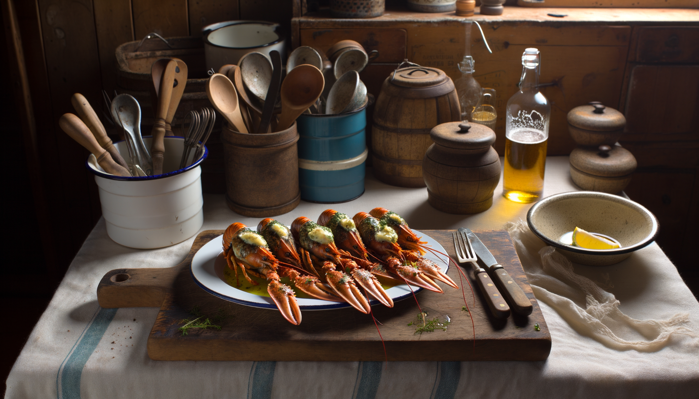 Grilled Scottish Langoustines with Herb Butter