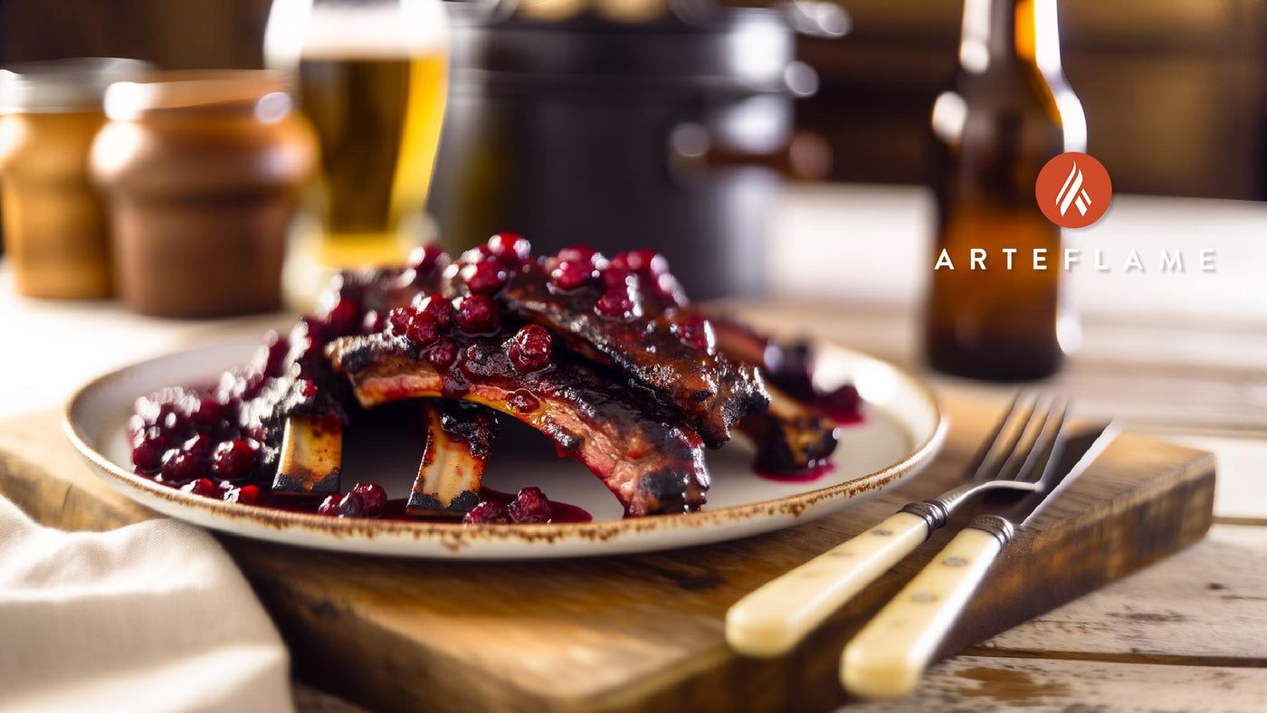 Norwegian Grilled Lamb Ribs with Lingonberry Glaze