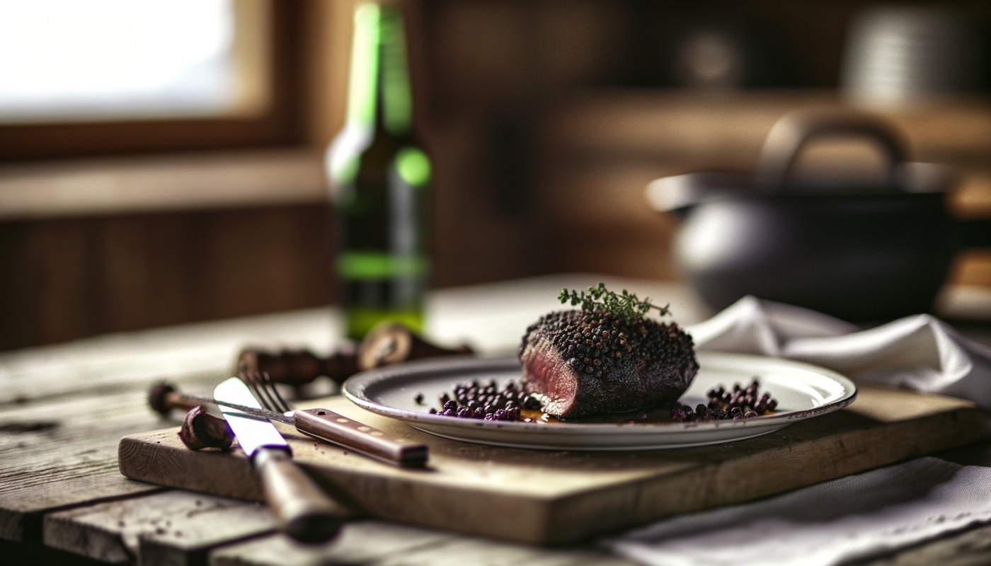 Swiss Venison Steaks with Juniper Berry Crust