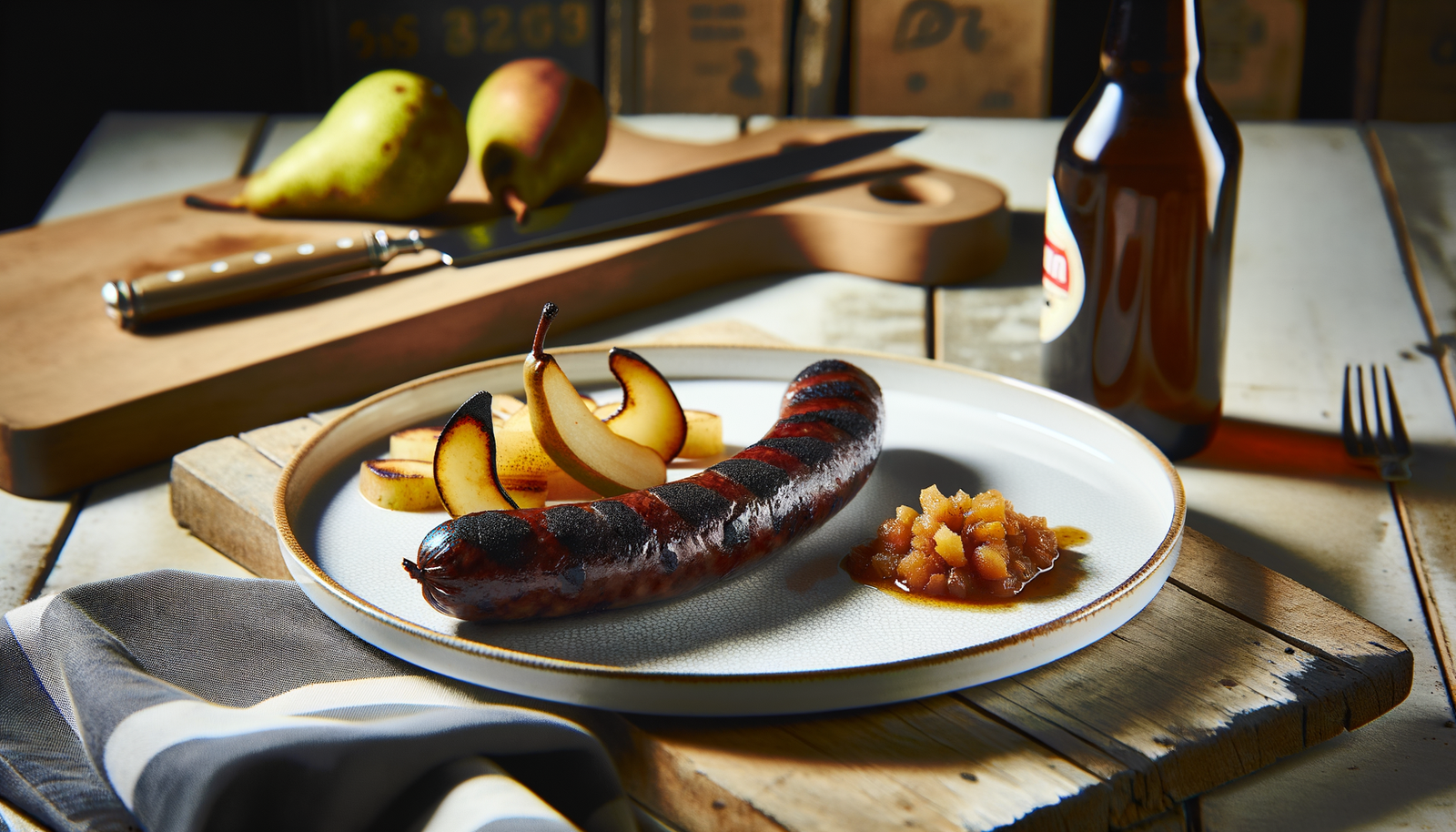 Belgian Grilled Blood Sausage with Pear Relish