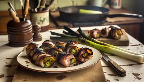 Charred Welsh Leek and Bacon Rolls on the Arteflame