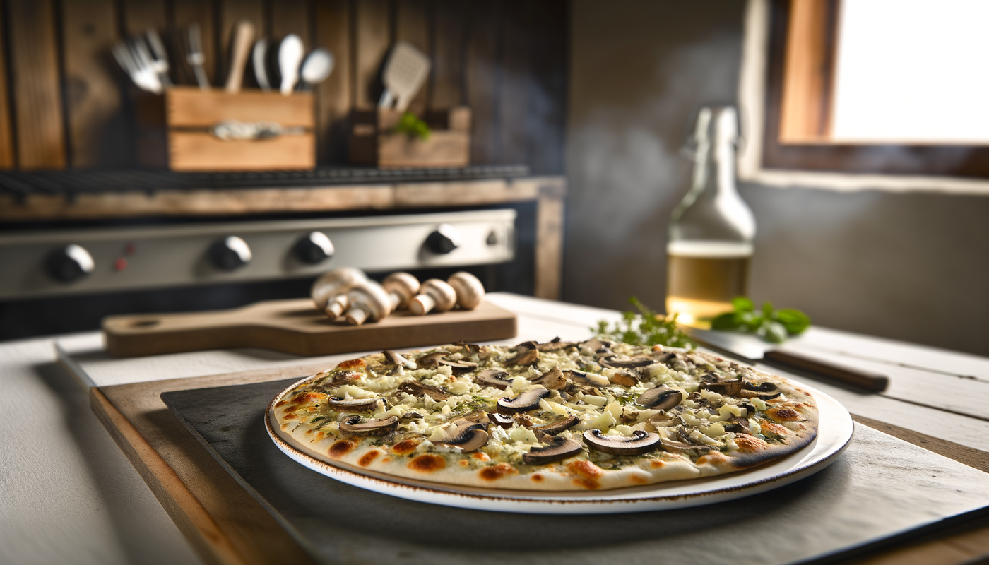 Swiss Mushroom and Herb Flatbread on the Arteflame Grill