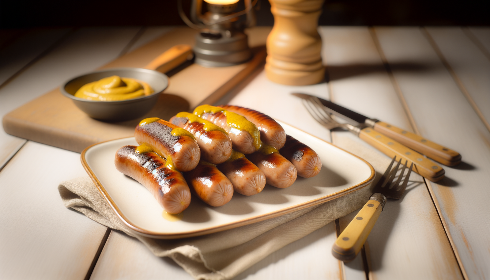 Belgian-Style Grilled Sausages with Mustard Sauce