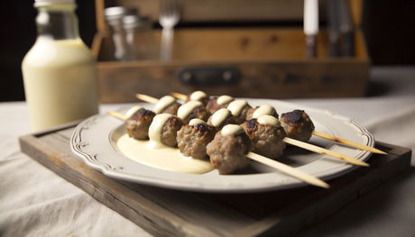 Swedish Meatball Skewers with Cream Sauce