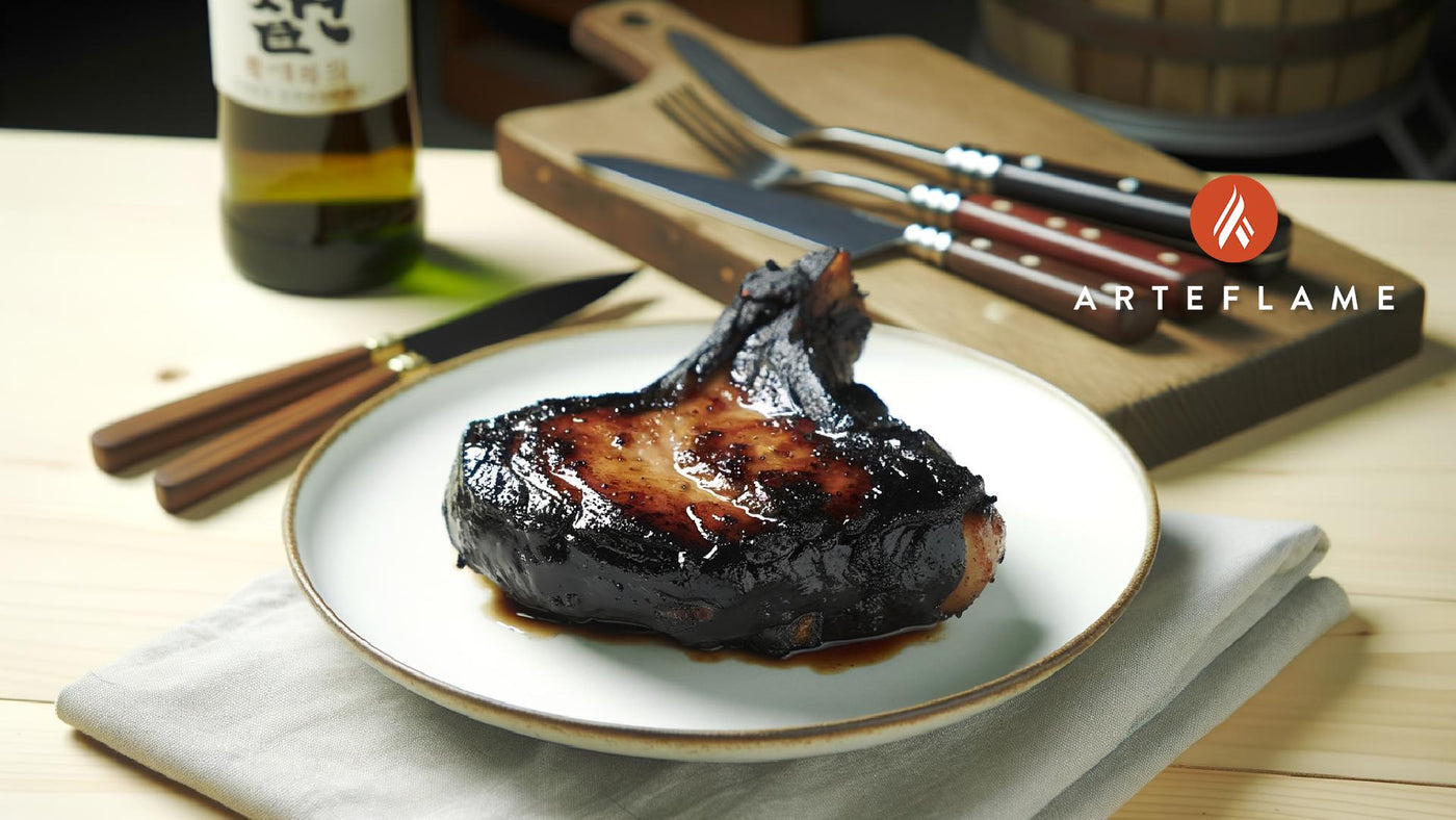 Korean Grilled Black Garlic Pork Chops