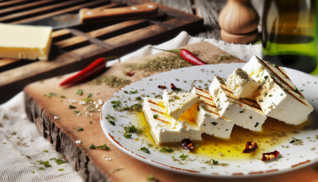 Albanian Grilled Feta Cheese with Herbs