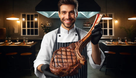 perfectly grilled extra-large tomahawk steak