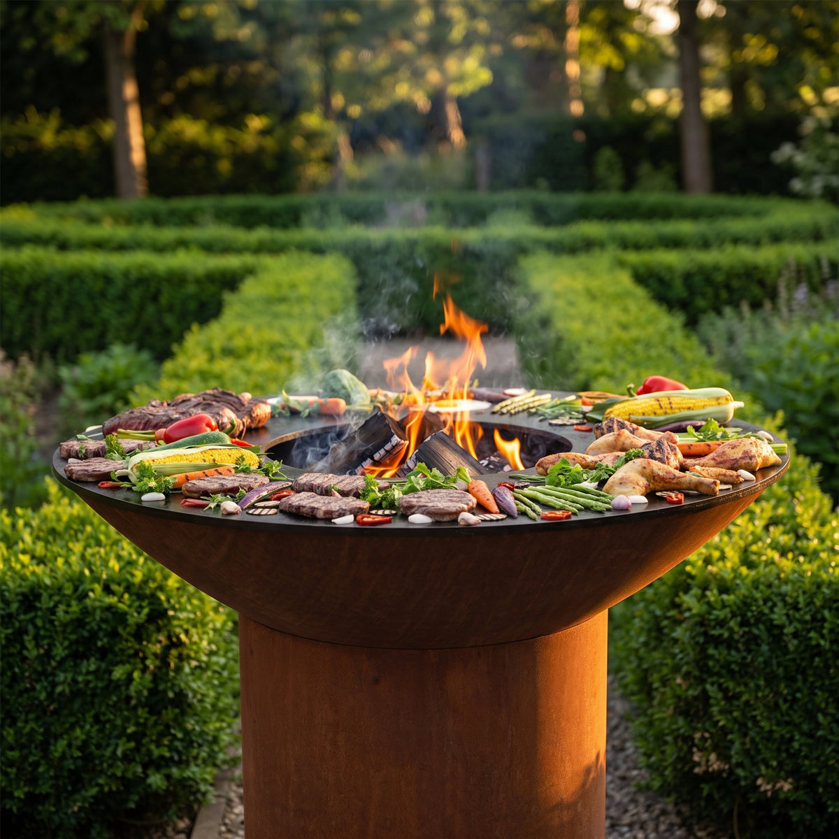 Arteflame wood-fired flat-top grill with round Corten steel base: Hidden Dangers of Chrome-Plated Grill Grates