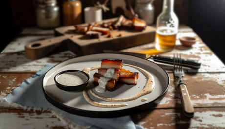 Crispy Alabama Grilled Pork Belly with White Sauce