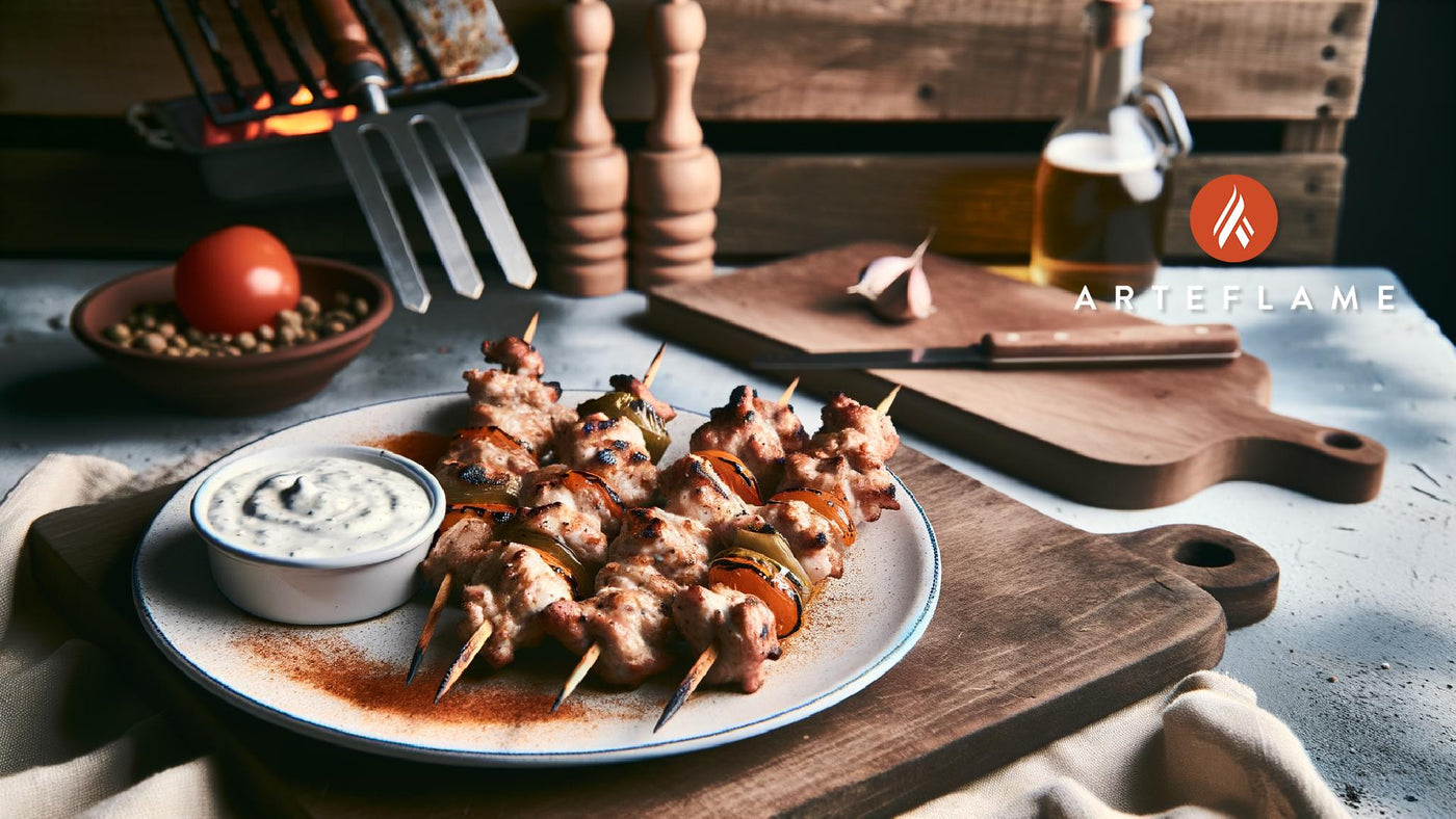 Albanian Grilled Chicken Skewers with Yogurt Sauce