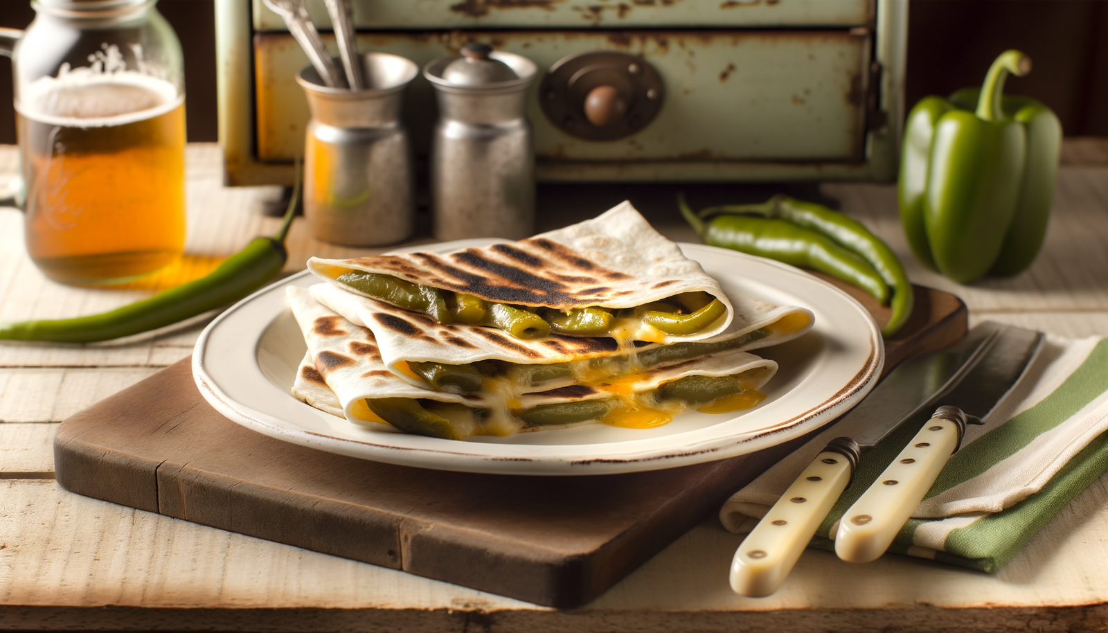 Colorado Charred Green Chili Quesadillas