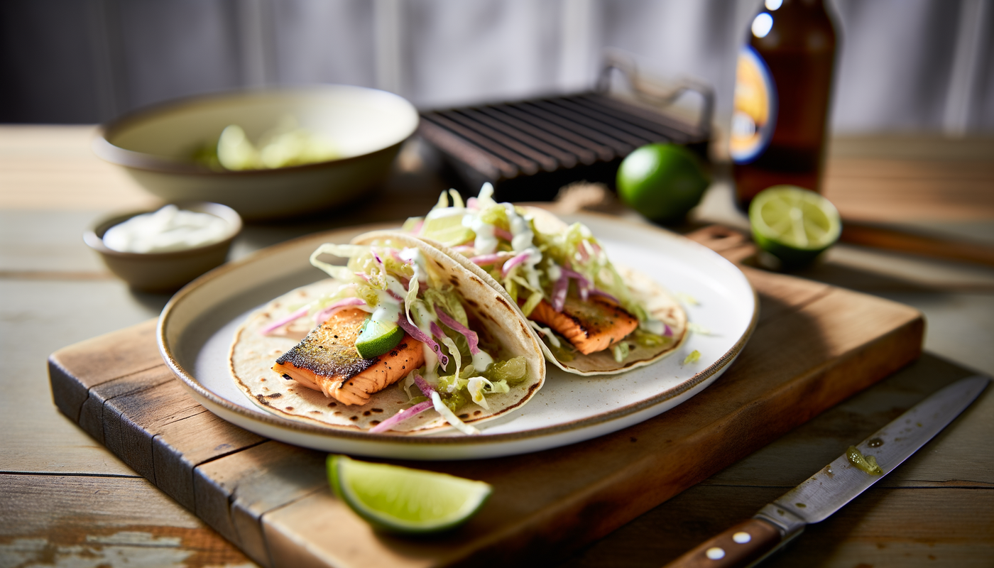 Grilled Idaho Rainbow Trout Tacos with Lime Crema