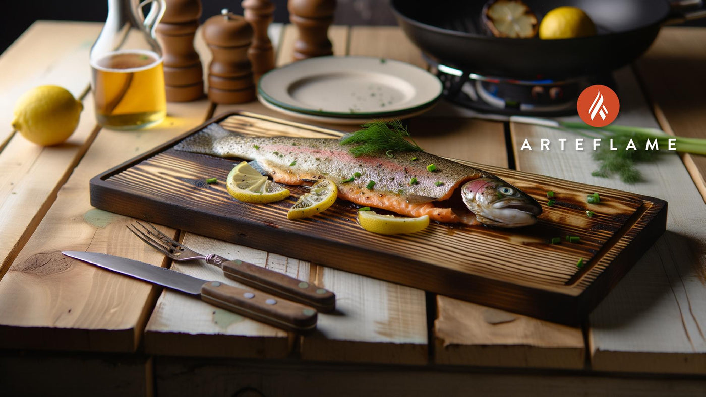 Planked Georgia Rainbow Trout on the Arteflame Grill