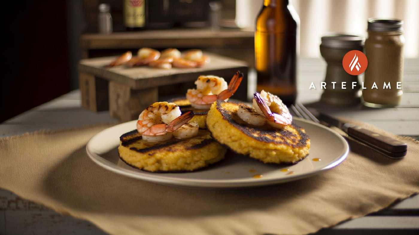 Georgia Grits Cakes with Grilled Shrimp