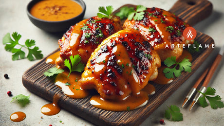 Grilled BBQ Chicken Thighs with Coconut Curry Sauce on the Arteflame