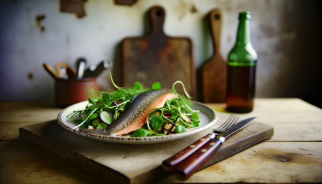 Norwegian Smoked Trout Salad with Grilled Watercress