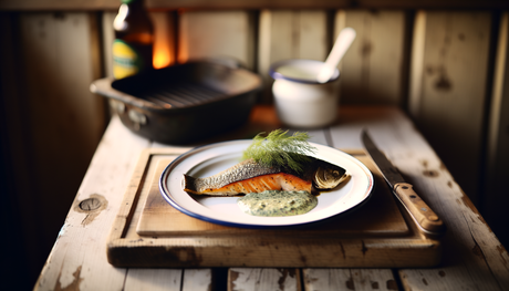 Grilled Swedish Arctic Char with Dill Sauce