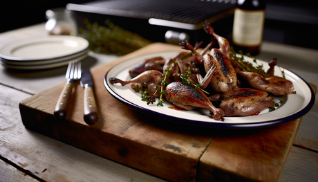 British Grilled Game Birds with Juniper and Thyme