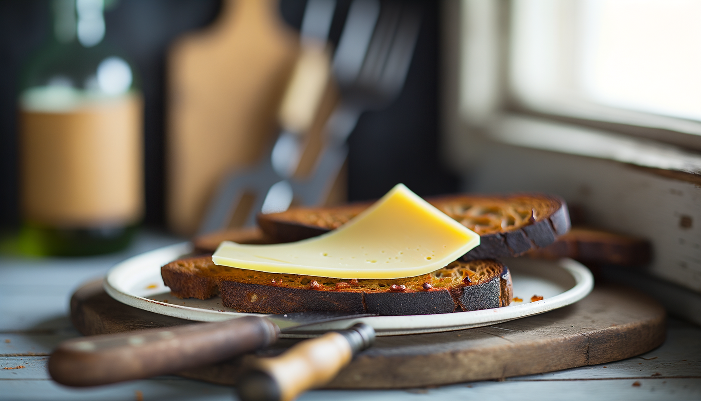 Danish Grilled Rye Bread with Smoked Cheese