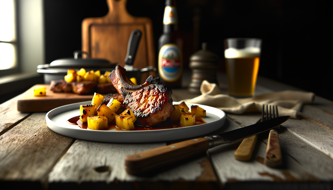 Charred Pineapple Pork Chops - Illinois Grilled Recipe