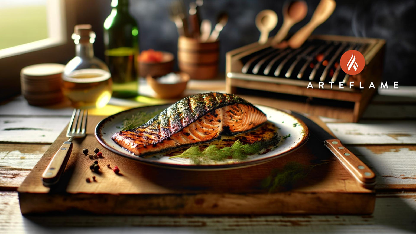 Grilled Albanian Salmon with Crispy Skin