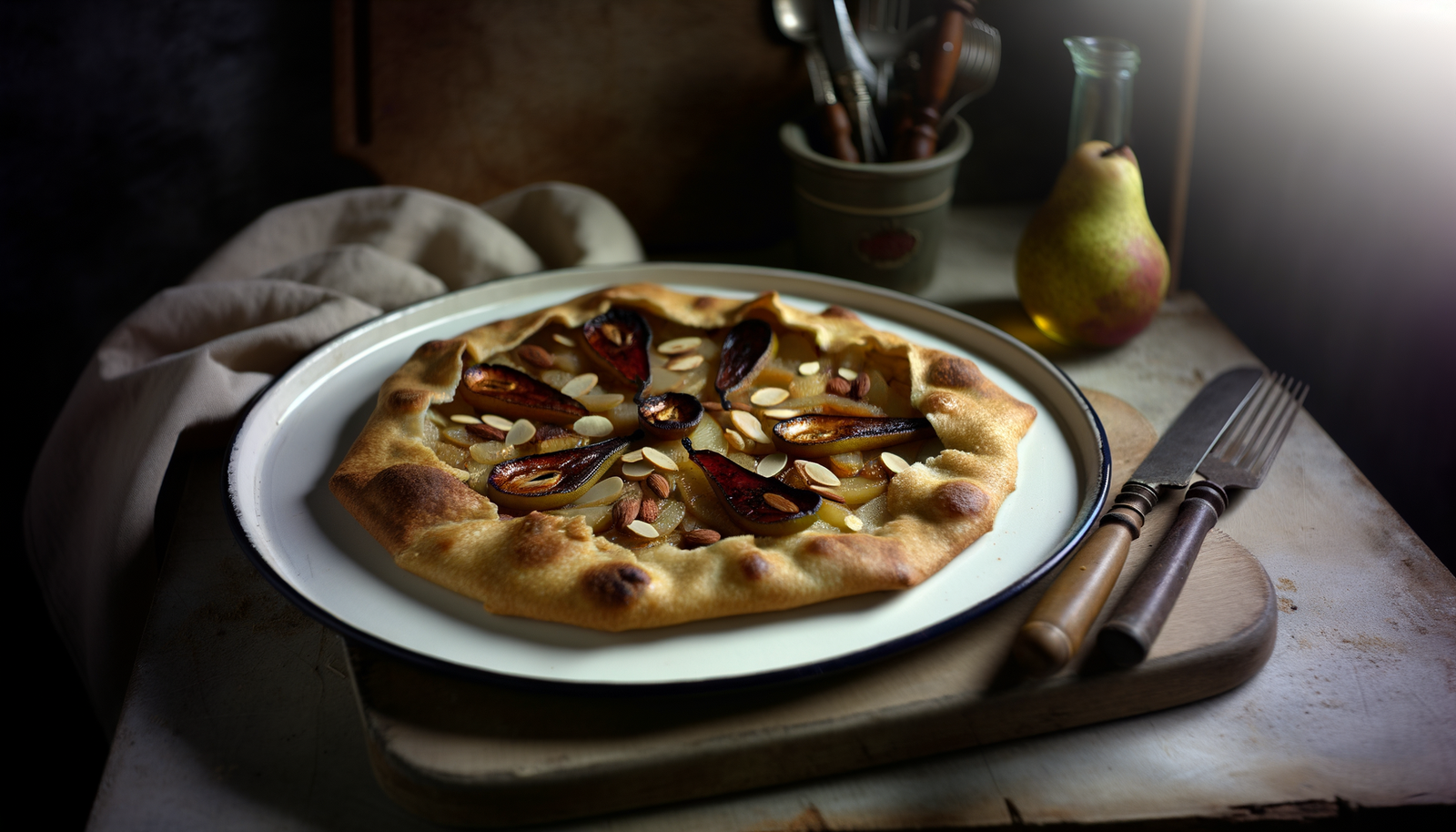 French Grilled Pear and Almond Galette