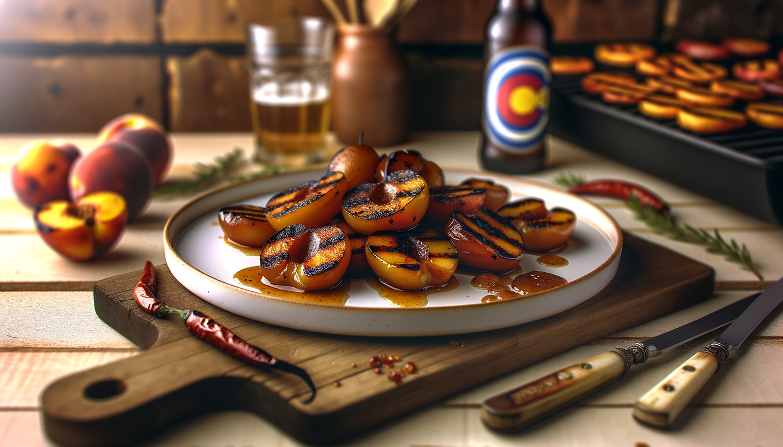 Sweet and Spicy Grilled Colorado Peaches