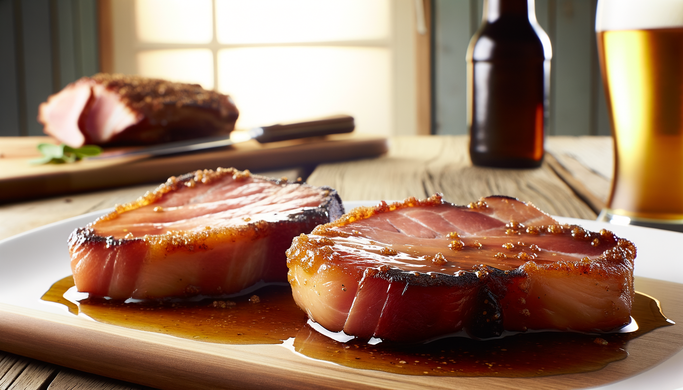 Irish Brown Sugar and Mustard Glazed Ham Steaks