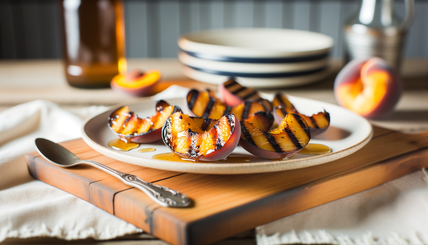 Grilled Illinois Peaches with Honey