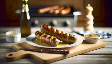 Swiss Veal Bratwurst with Mustard Glaze