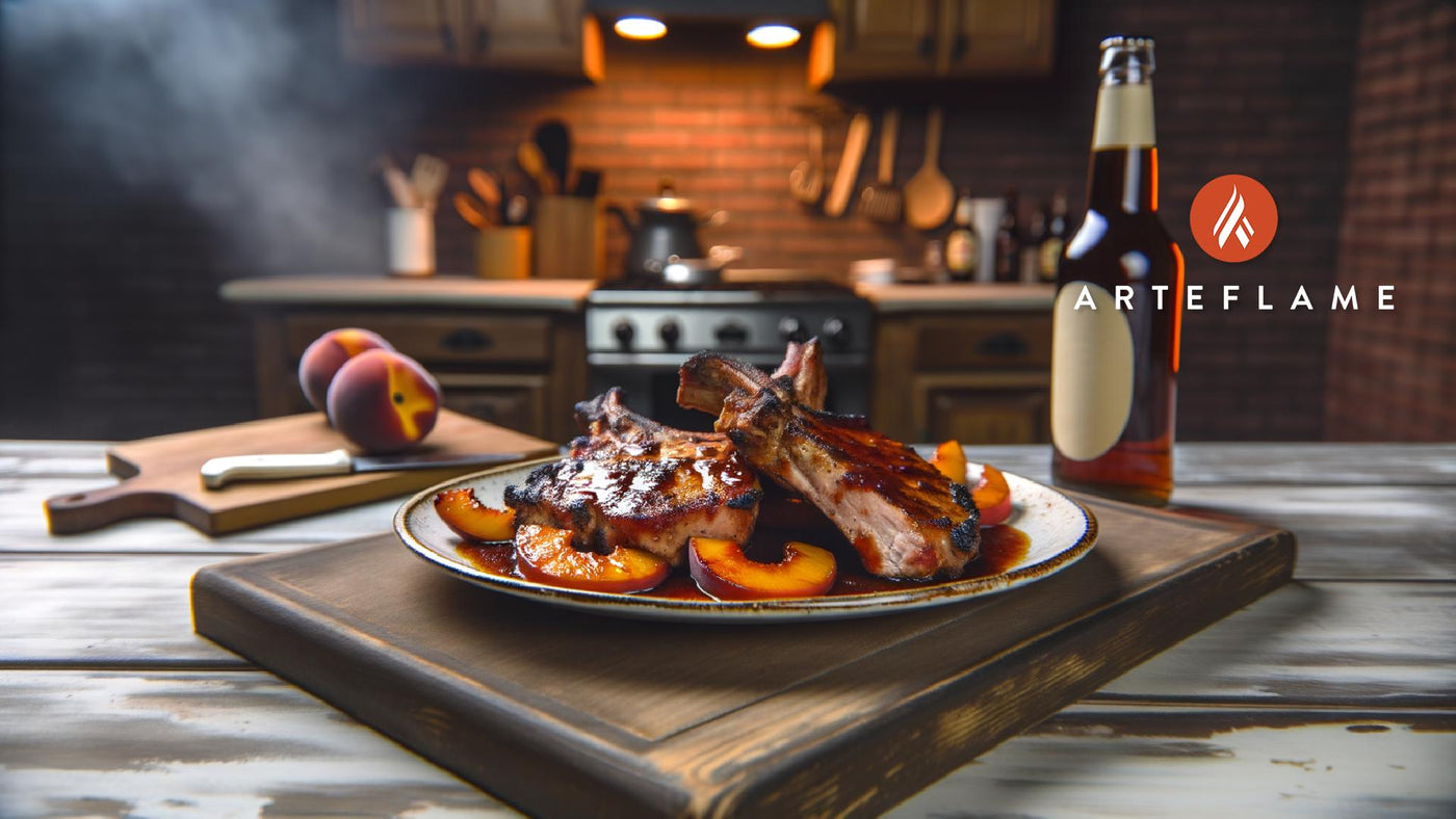 Georgia Peach Bourbon BBQ Pork Chops on the Grill