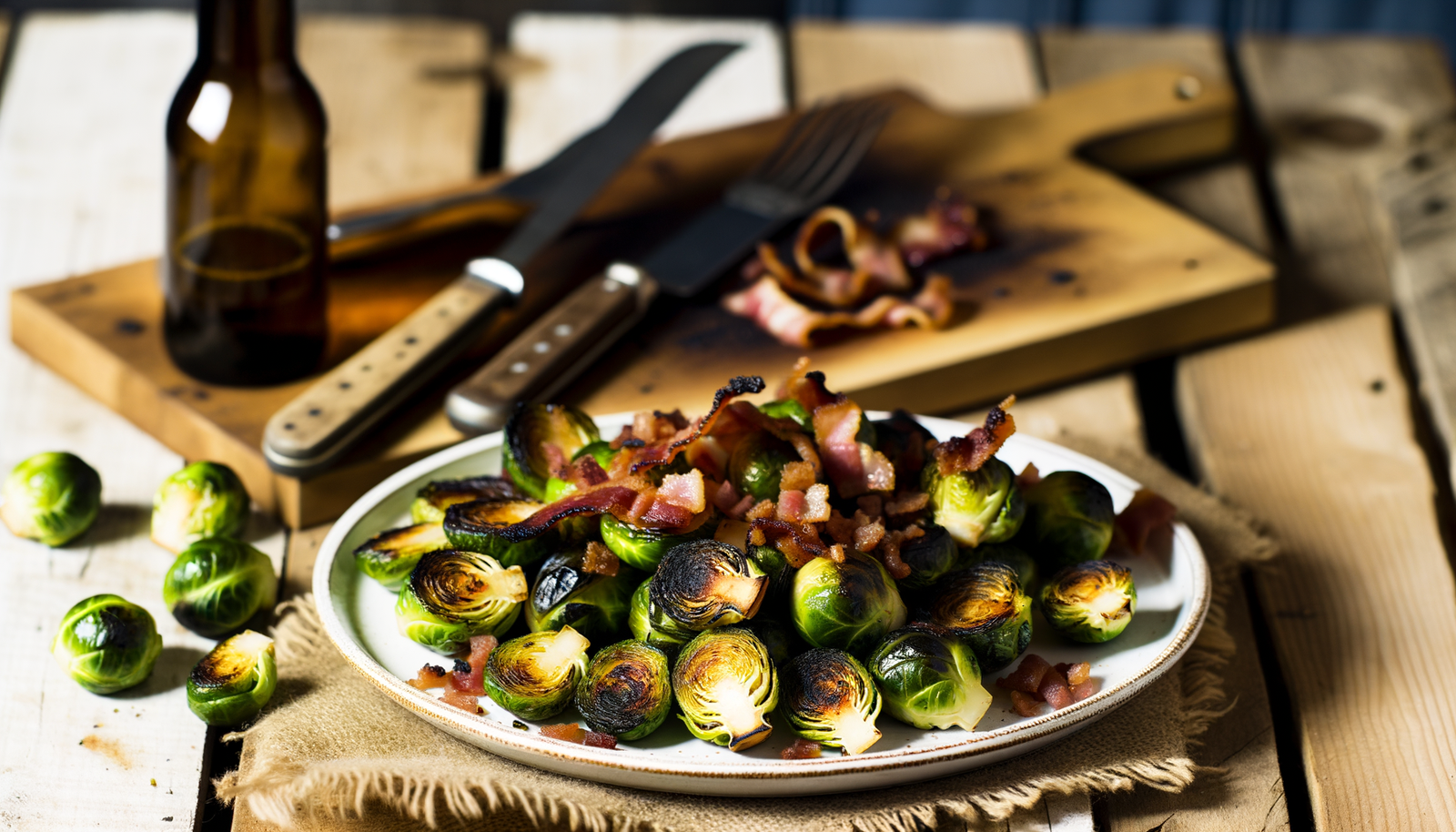 Charred Swedish Brussels Sprouts with Bacon