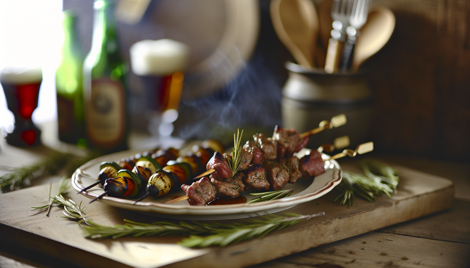 Belgian-Style Wild Boar Skewers with Rosemary