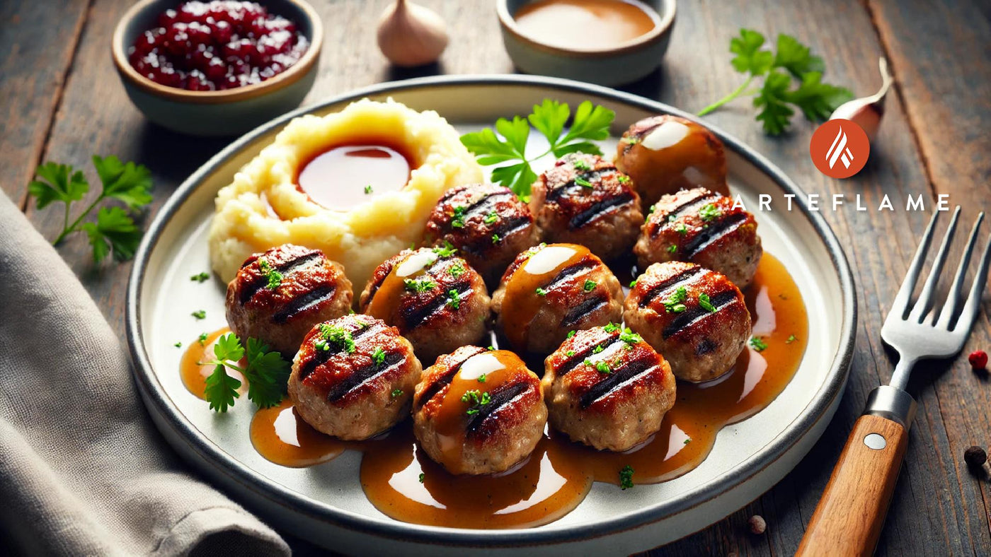 Swedish Grilled Köttbullar with Gravy