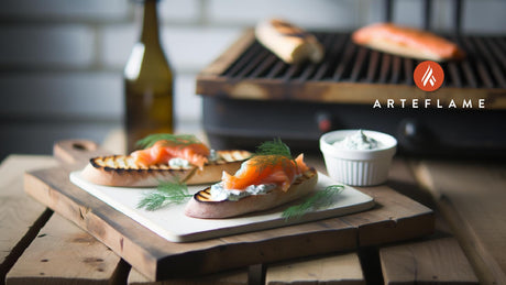 Smoked Salmon on Grilled Baguette with Dill Cream