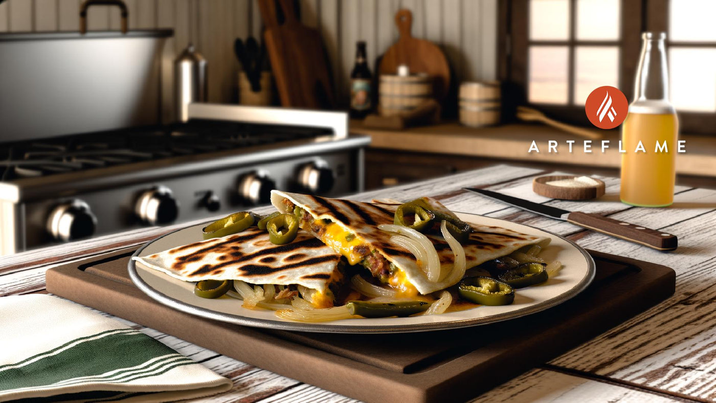 Oklahoma Fried Onion Green Chile Quesadillas