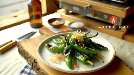 Japanese Grilled Shishito Peppers with Bonito Flakes