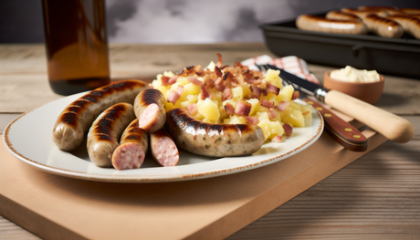 German Grilled Bockwurst with Warm Potato Salad