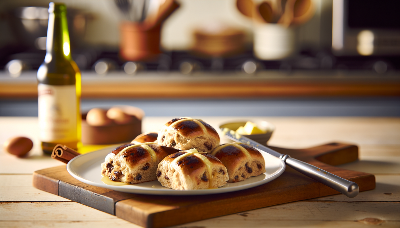 British Sizzling Hot Cross Buns with Spiced Butter