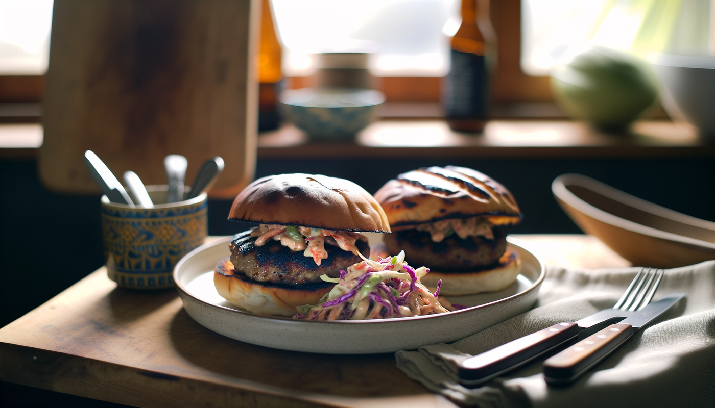 Hawaiian Taro Burgers with Tropical Slaw