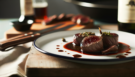 French Grilled Venison Medallions with Red Wine Reduction