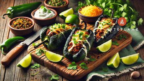 Grilled Chiles Rellenos with Cheese and Meat | Arteflame Recipe