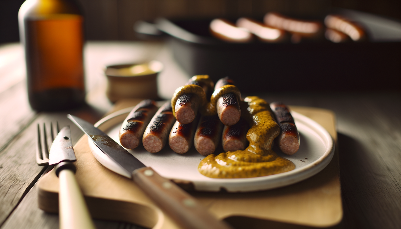 Norwegian Smoky Grilled Sausages with Aquavit Mustard