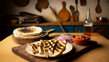 Grilled Oaxacan String Cheese with Warm Tortillas & Salsa