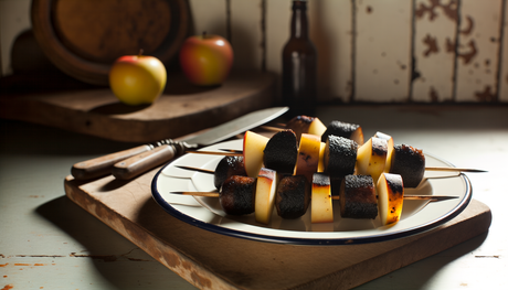 Scottish Grilled Black Pudding and Apple Skewers