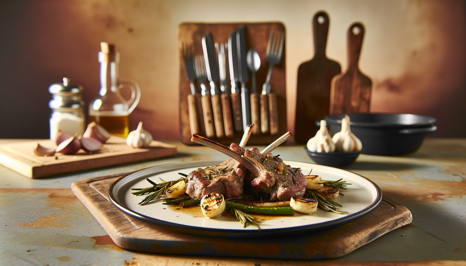 French Lamb Chops with Rosemary & Garlic on the Grill