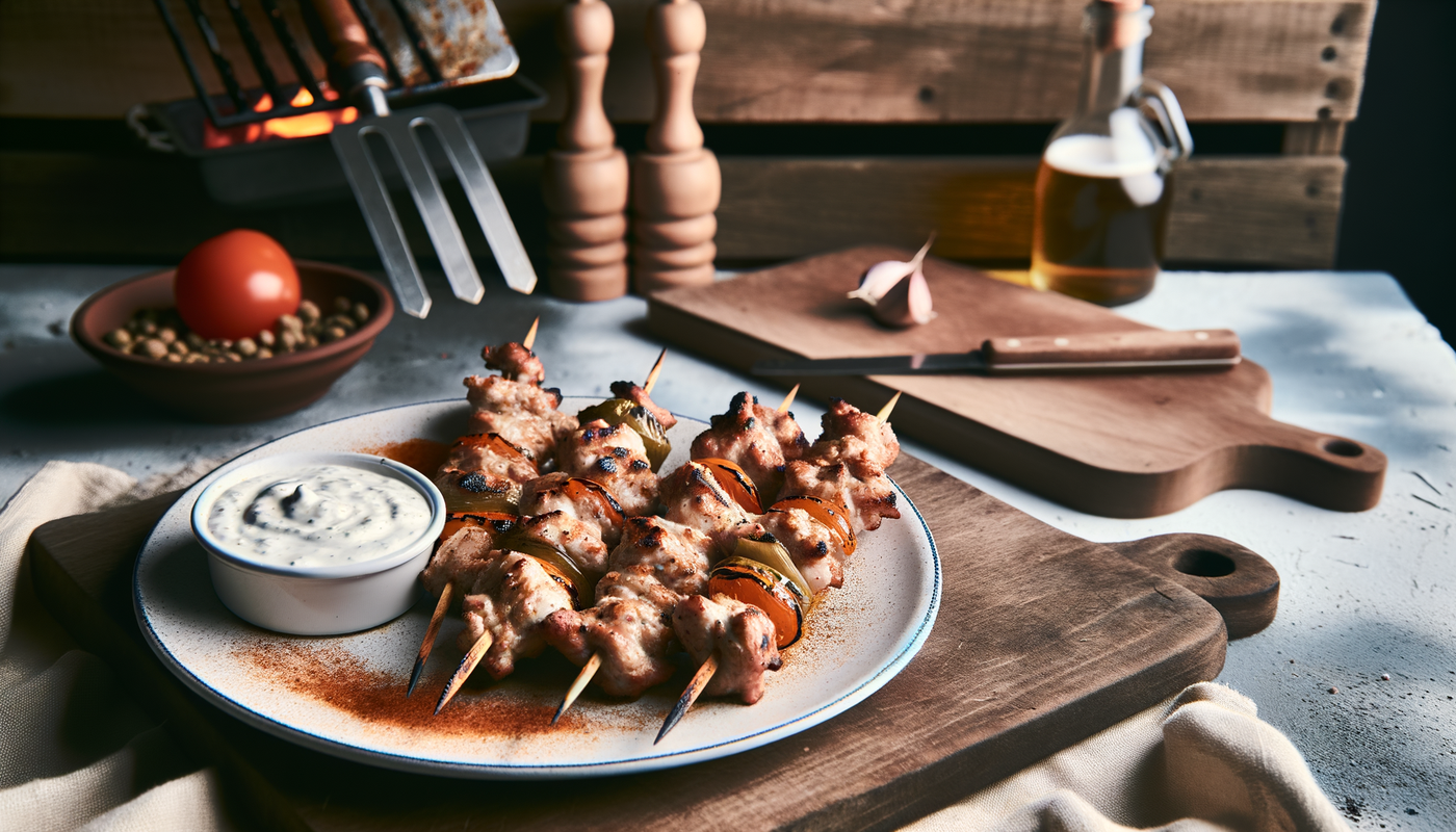 Albanian Grilled Chicken Skewers with Yogurt Sauce